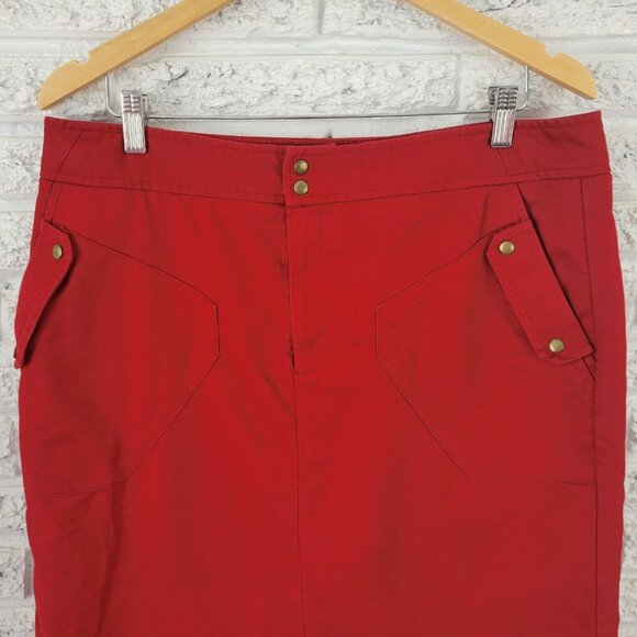 Worthington Womens Skirt 18 Plus Pencil Straight Rust Red Slash Pockets RED25E - Picture 3 of 11